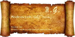 Modrovich Génia névjegykártya